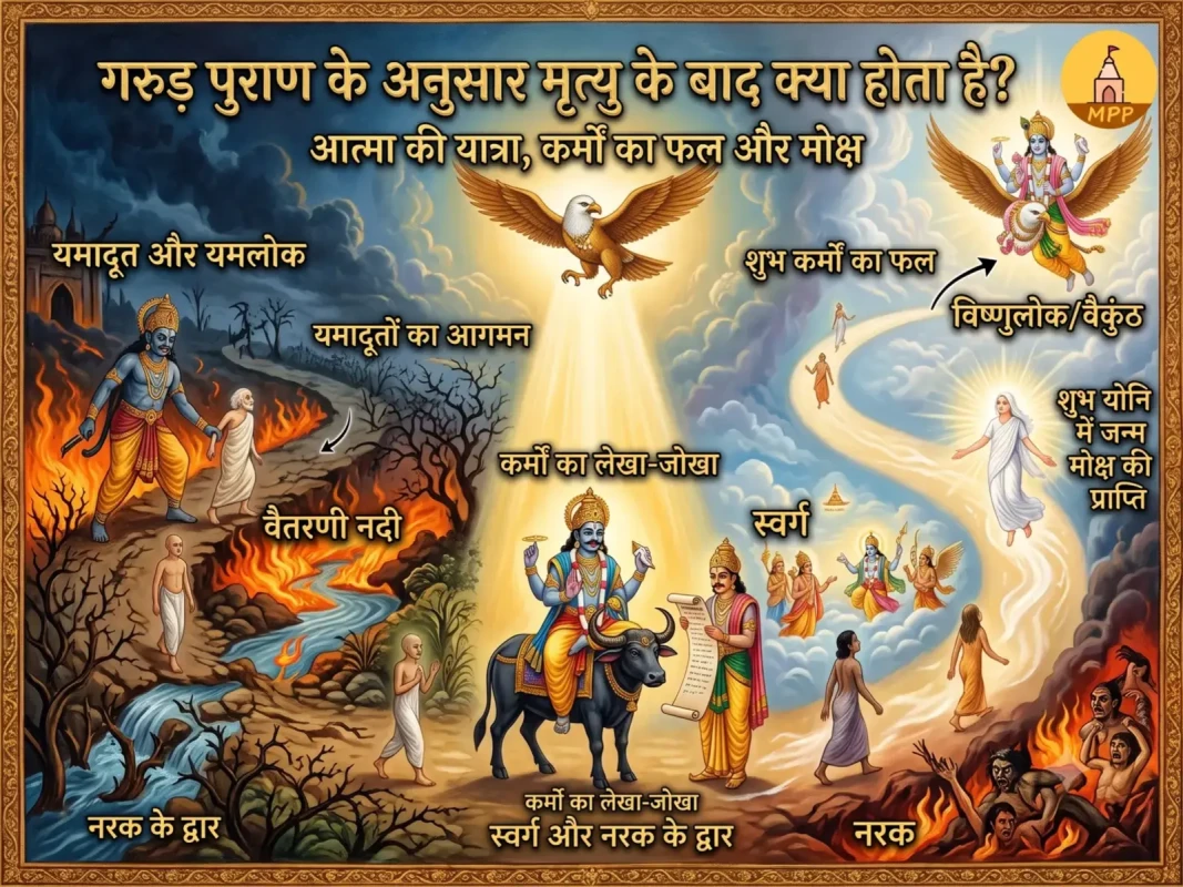 गरुड़ पुराण के अनुसार मृत्यु के बाद क्या होता है? आत्मा की यात्रा, कर्मों का फल और मोक्ष